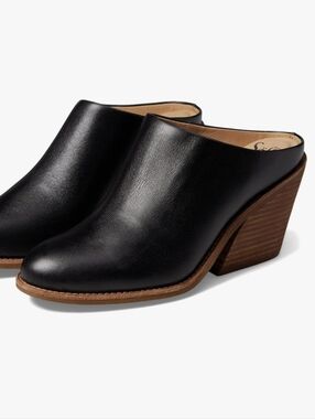 Sofft Tasha Mules Black Leather Stacked Heel Slip-on Clogs Size 9 Boho Comfort